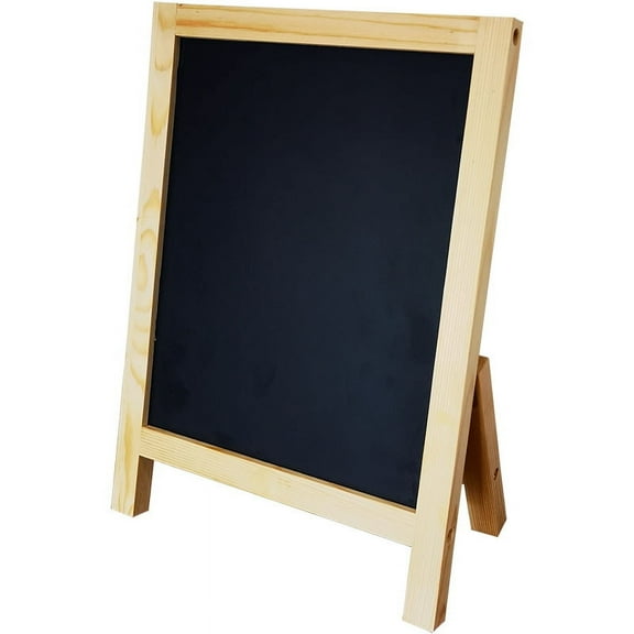 BERTDOMD Double-Sided Chalkboard Sign with Wooden Base, Reusable Chalkboard Message Board for Home, Office, Cafe, Restaurant, Black Chalk Board