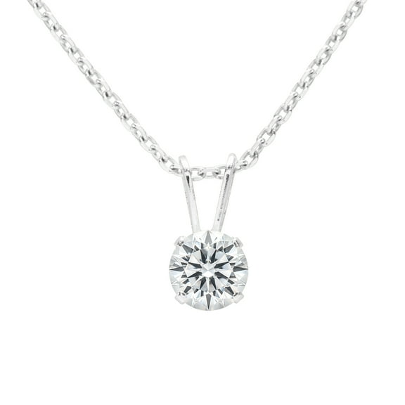 SuperJeweler 0.15 Carat Lab Grown Diamond Solitaire Necklace In White Gold With Free Chain For Women