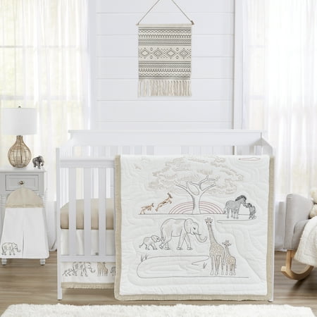 UPC: 0846480095170 | Serengeti Animals 4 Piece Cotton and Microfiber Crib Bedding Set by Sweet Jojo Designs
