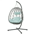 thumbnail image 4 of Egg Chair With Stand Indoor Outdoor Swing Chair Patio Wicker Hanging Egg Chair Hanging Basket Chair With Stand For Bedroom Living Room Balcony,Gray-C, 4 of 12
