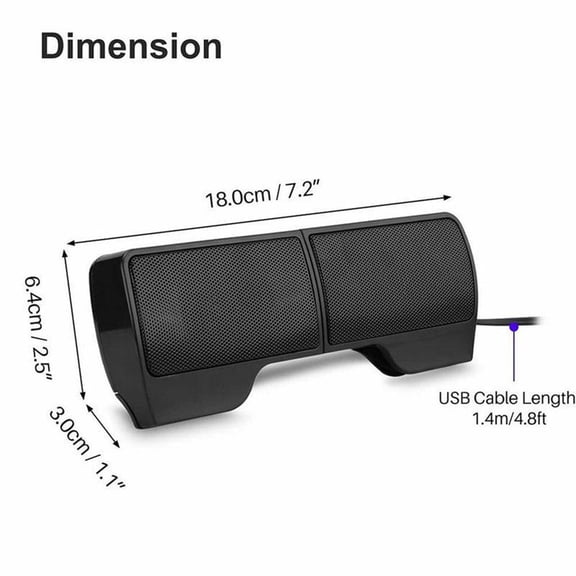 Momihoom USB-Powered Mini Stereo Soundbar with Integrated Volume Control for Laptops and Monitors