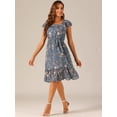 thumbnail image 2 of DARING DIVA Square Neck Flutter Sleeve A-Line Midi Dress S Dusty Blue, 2 of 6