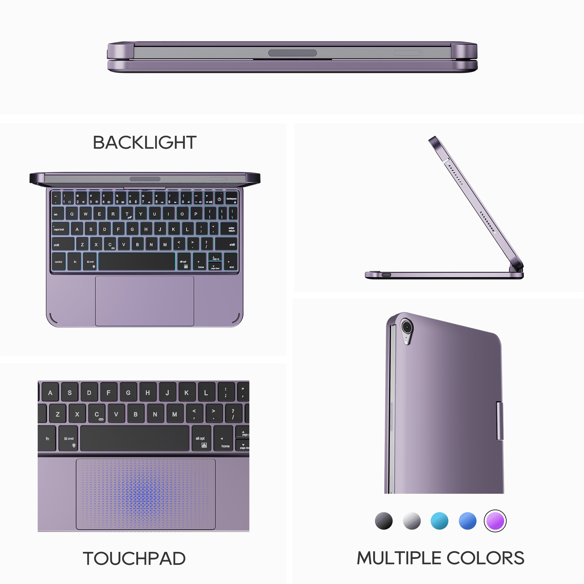 edaiser Swivel Keyboard Case Compatible with Apple iPad Mini 7th Gen 2024 (A17 Pro) & iPad Mini 6th Generation 8.3-inch 2021, Rotatable Cover with RGB Backlit, Multi-Touch Trackpad, Metallic Purple