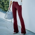 thumbnail image 2 of Lenpel Corduroy Flare Pants for Women Soft High Waist Bell Bottom Trousers Comfy Business Casual Bootcut Outfits, 2 of 6