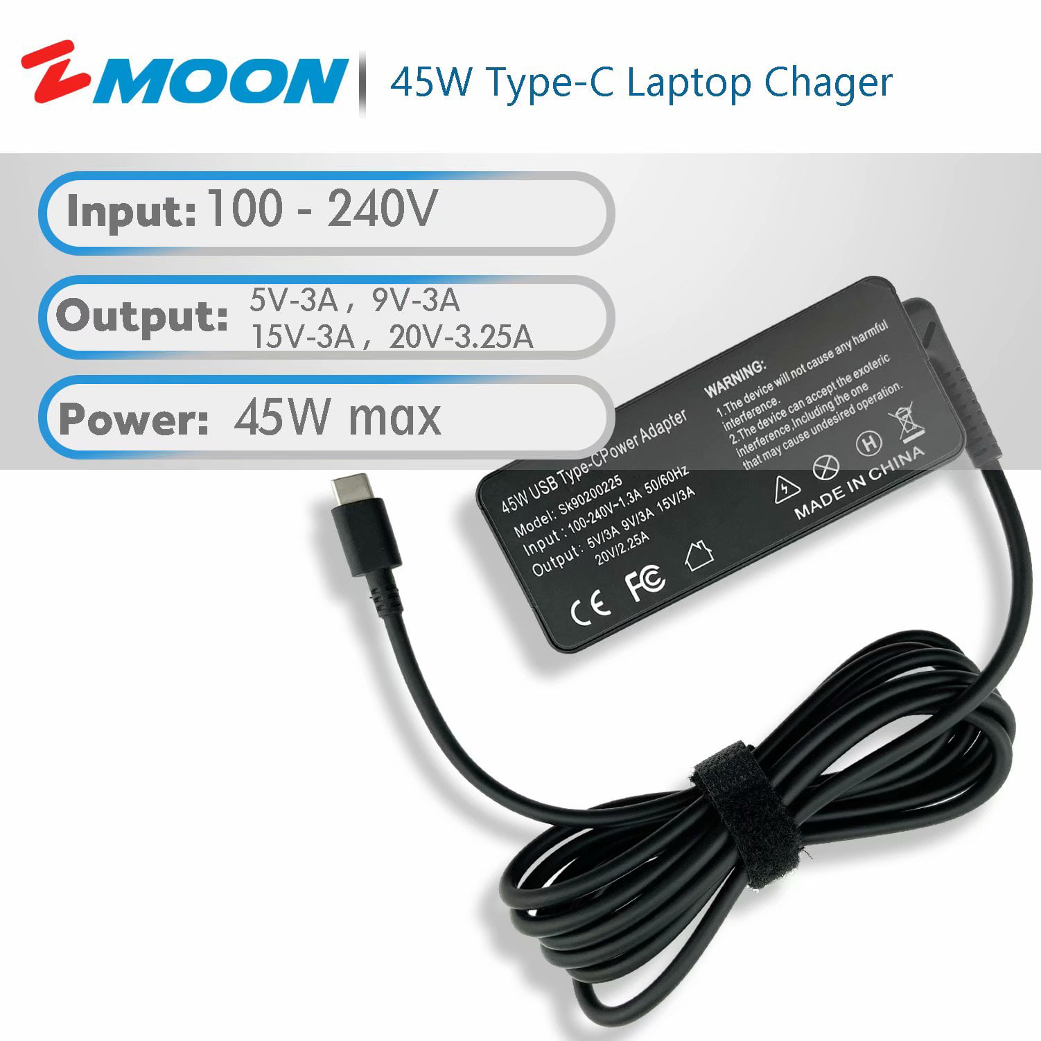 45W Type-C USB-C Charger AC Replacement Power Adapter for Lenovo 45w Yoga  910 720 Chromebook s340 300e c330 500e ThinkPad T495 T580 E480 X1 Carbon