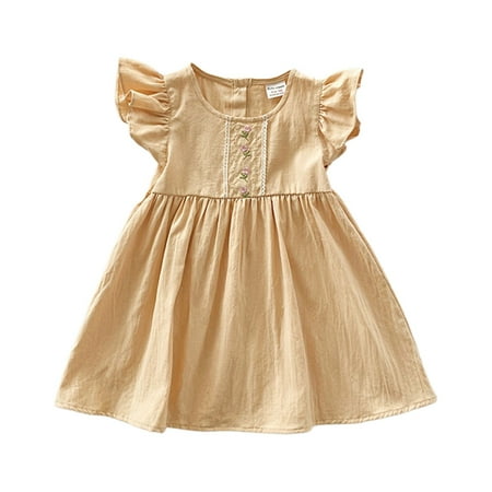 

ZHAGHMIN Girl Short Sleeve Dress Kids Toddler Baby Girls Spring Summer Print Cotton Sleeveless Ruffle Princess Dress Clothes Baby Girl Chambray Long Sleeve Dresses for Wedding Girls Dress for Childr