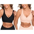 thumbnail image 3 of Daystry Womens Wireless Bras Push Up Bra Comfort Seamless Full Coverage Supportive Everyday Bras Pack of 2, 3 of 11