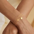 thumbnail image 3 of Turandoss Initial Cross Bracelets for Women 14K Gold Plated Dainty Layered Disc Pendant Letter A-Z Trendy Jewelry Baptism Religious Christian Gifts for Women Teen Girls, 3 of 9