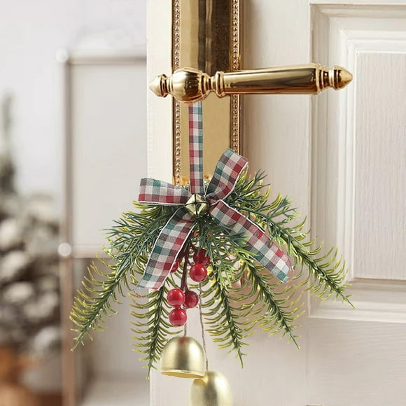 CREATITOY Christmas Bell Pine Leaf Bow Wind Chime, Door Wall Hanging Festive Sound, Perfect for Home Holiday Decor, Xmas Door Decor and Festive Supply