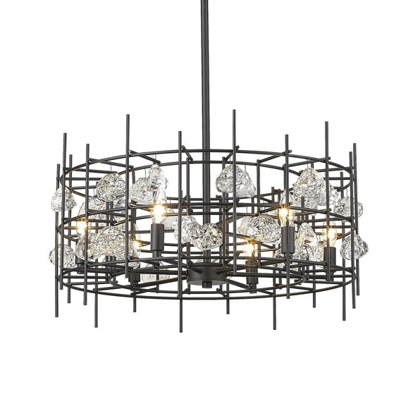 Z-Lite Garroway 6 Light Modern Steel Chandelier in Matte Black
