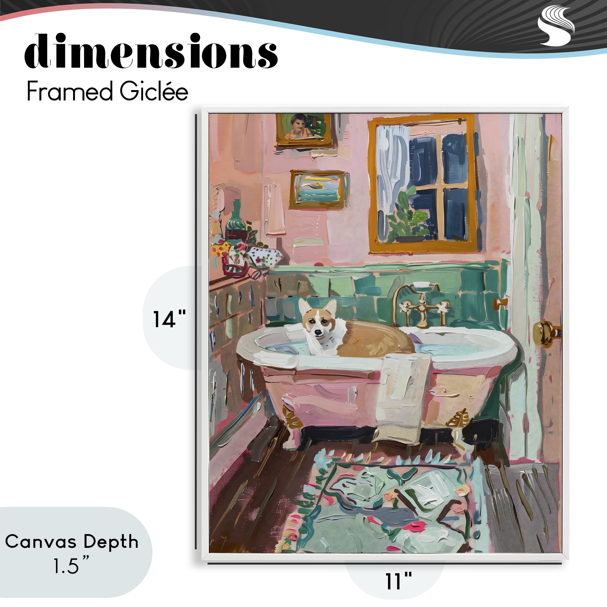 Stupell Industries Corgi in Pastel Tub White Framed Giclee Art, design by The Prints Vibe