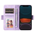 thumbnail image 3 of ELEHOLD For iPhone 11 Leather Wallet Phone Case, Embossed Diamond Folio Flip Cover, Card Holder Cash Slot, Stand Support, Wrist Strap Lanyard -Purple, 3 of 10