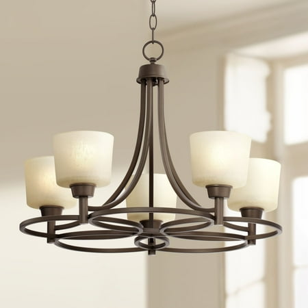 

Regency Hill Oil Rubbed Bronze Chandelier Lighting 23 Wide Farmhouse Rustic Glass Shades 5-Light Fixture for Dining Room Living House Kitchen Island
