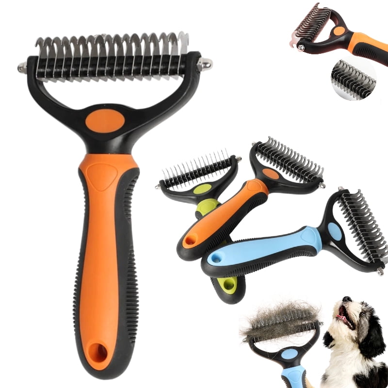 2026 New Double-Sided Deshedding Dematting Tool, Undercoat Rake for Dogs & Cats, Extra-Wide Dog Grooming Brush & Deshedder Comb for Long Hair ,orange