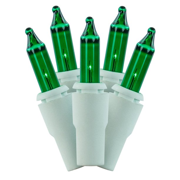 140 Green Chaser Christmas Lights with White Wire