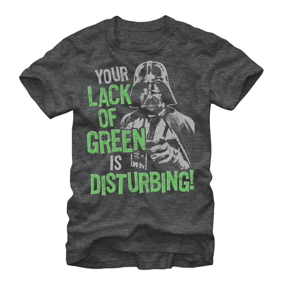 Men's Star Wars Lack of Green Disturbing  Graphic Tee Charcoal Heather X Large