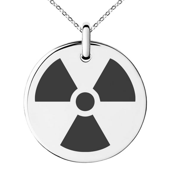 Stainless Steel Radioactive Engraved Small Medallion Circle Charm Pendant Necklace