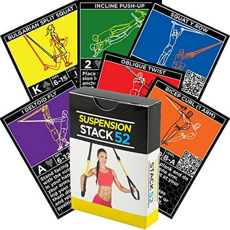 Suspension Exercise Cards by Stack 52. For TRX, Woss, and Ritfit Trainer Straps. Suspended Bodyweight Resistance Workout Game. Video Instructions Included. Fun at Home Fitness Training