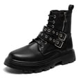 thumbnail image 1 of Botas altas de cuero PU para hombre 2024: una combinación perfecta de estilo rock y punk con diseño de bota de motocicleta retro, ropa de calle informal y de moda. 43, 1 of 5