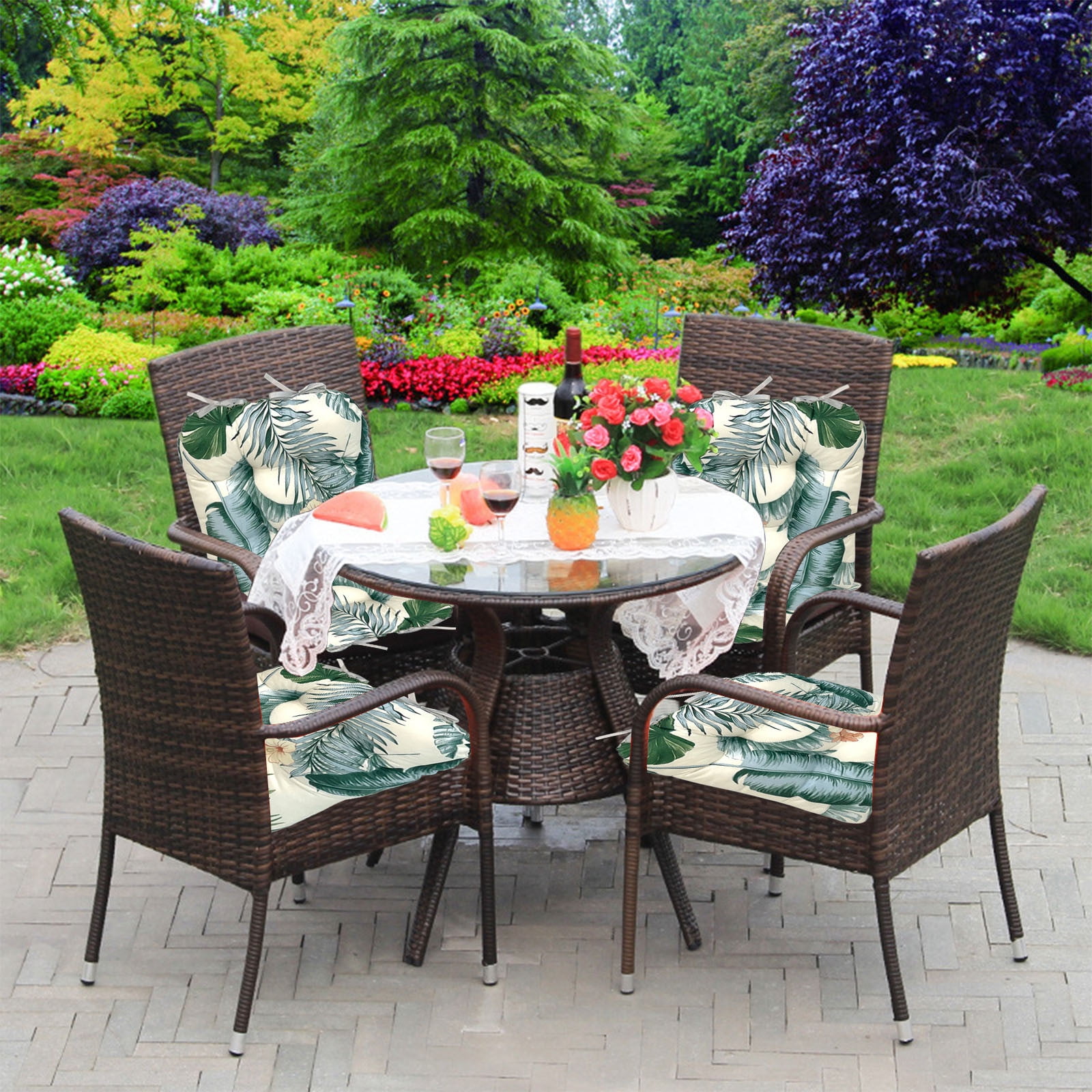 Outdoor Chair Cushions Outdoor Chair Cushions Thickened Seat Pad Printed Pattern Set Of 2 for Patio Garden Sitting Water Resistant Comfortable Design 17x17/17x21in Thickened Seat Pad