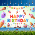 thumbnail image 6 of Yatrandify Colorful Theme Birthday Banner Decorative Design Happy Birthday Ice Cream Cone Lightweight for Birthday Party Kids Event, 6 of 6