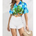 thumbnail image 5 of LA LEELA Hawaiian Shirts Womens Casual Summer Beach Party Blouse Shirt Tropical Tops Blouses Short Sleeve Dress Shirts Dresses for Women S Sea Flamingo, Autumn Turquoise, 5 of 5
