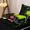 thumbnail image 5 of Erosebridal Splatter Softball Print Zipper Twin Comforter Sets with Fitted Sheet and 2 Pillowcases,Watercolor Splash Ink Zipper Bedding Set For Boys,Black Reversible,4 Pieces, 5 of 7