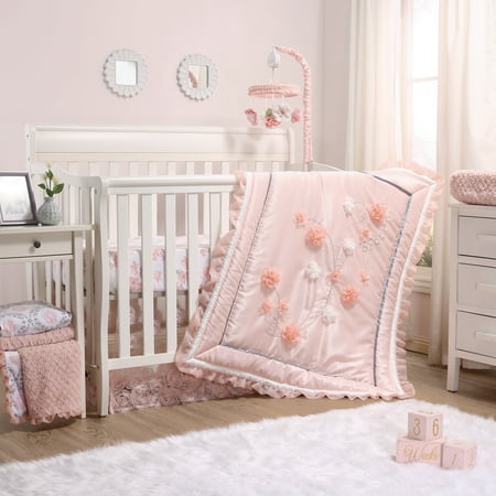 UPC: 0841297161704 | The Peanutshell Brianna Floral Crib 3 Pc Bedding Set for Baby Girls  Crib Quilt  Crib Sheet  & Dust Ruffle