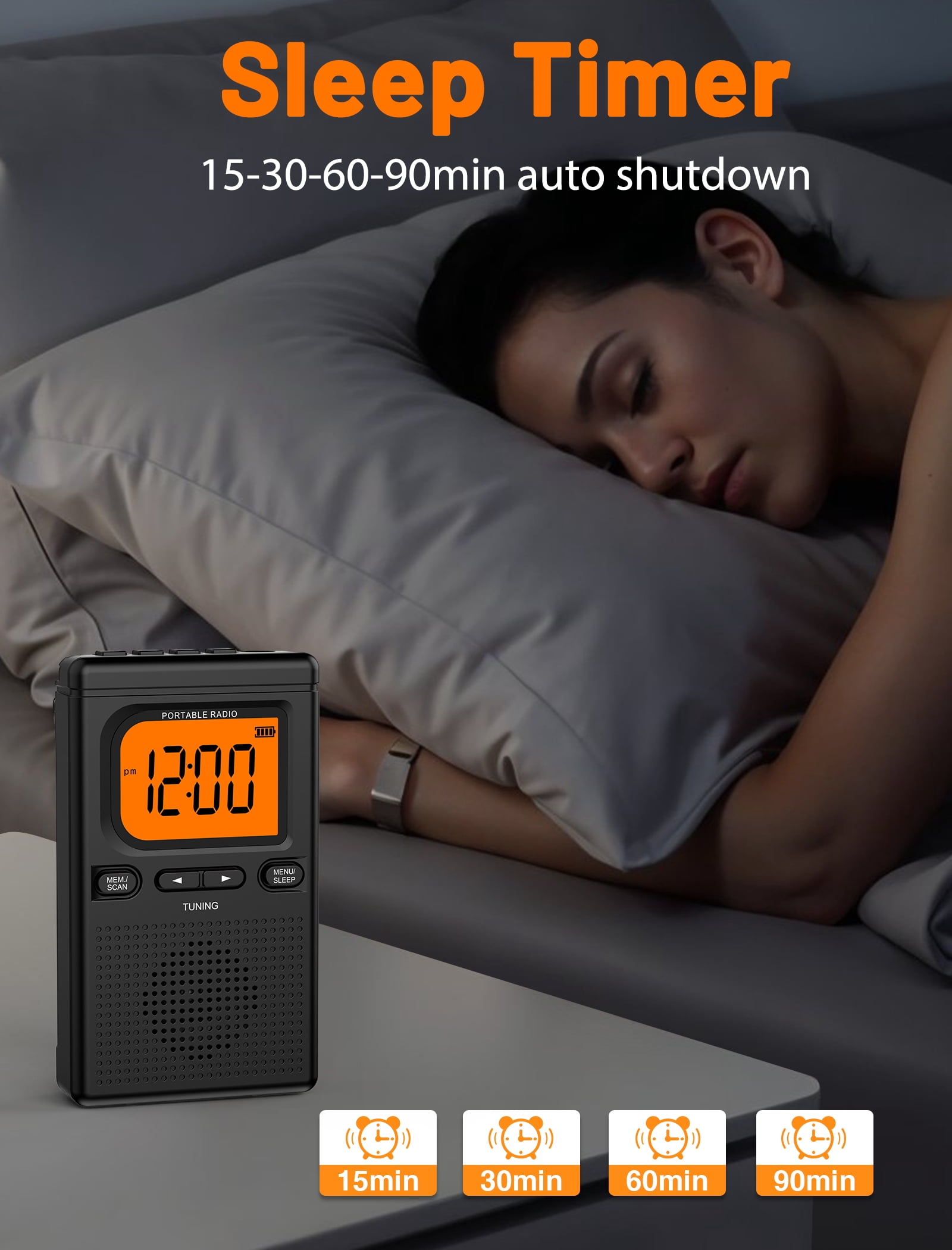 Bluetooth Portable AM FM Radio, Pocket Radio with Digital Tuning, Rechargeable AM FM Radio with  Earphone Jack, Flashlight, LCD Screen