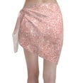 thumbnail image 2 of Disketp Rose Gold Pink Glitter Women Swimsuit Cover Up Short Chiffon Summer Beach Sarong Bikini Wrap Skirt Bathing Suit, 2 of 7