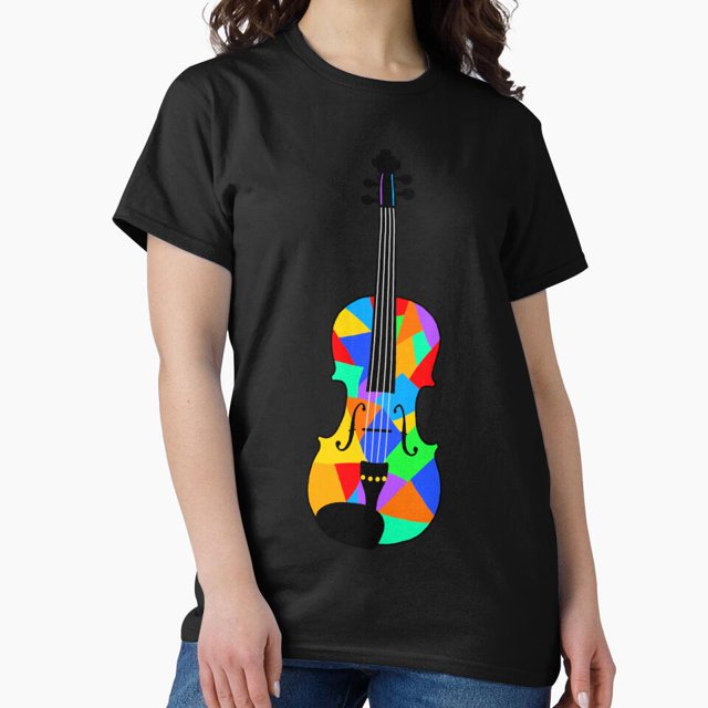 Colourful Violin Or Viola Artistic String Instrument Graphic Unisex T-Shirt GH03394, up to size 5XL