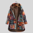 thumbnail image 1 of Abrigo con Capucha Floja Vintage para Mujer Forro Polar Estamp Floral Aboton Tallas Grandes Parka cálida de Invierno Abrigo Largo Casual Outwear, 1 of 3