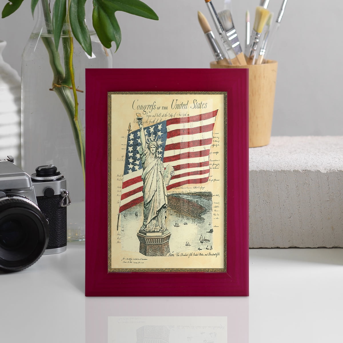 USE D # Proud To Be An American I -Framed Print w/glass-Cherry Red