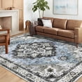 thumbnail image 2 of Haperlare Washable Rugs for Living Room Boho Tribal Bedroom Rug Vintage Oriental Non Slip Throw Rugs Soft Rugs Low Pile Stain Resistant Carpet, 9' x 12' Blue, 2 of 5
