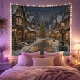 thumbnail image 7 of Snowy Village on a Lantern-Lit Road, Peaceful Illustration for Winter Decor Lovers, Festive Home Art, Christmas Gift, Tapestry Wall Hanging for Living Room and Bedroom, 7 of 7