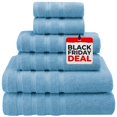 thumbnail image 1 of American Soft Linen Juego De Toallas De 6 Piezas, 100% Algodón Turco Carde, 560 G/M², Toallas Para Baño, Súper Suaves, 2 Toallas De Baño, 2 Toallas De Mano, 2 Toallitas, Color Azul Claro, 1 of 8