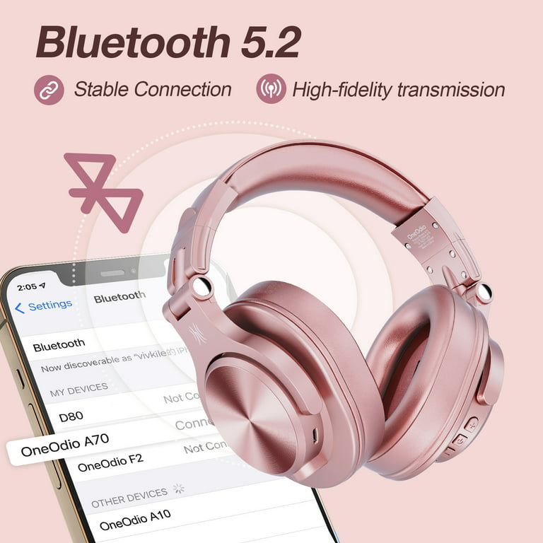 Oneodio A70 Wireless Headphones with 72Hrs Playtime Extar Bass Sound and  Jack Lock System Foldable Headset