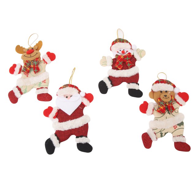 Adornos de árbol de Navidad 4 Uds ANGGREK tela de algodón colgante de muñeca