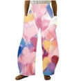 thumbnail image 2 of Women Clearance All 2024!LEBONYARD Plus Size Pants for Women,Women Casual Printing Pockets Elastic Mid-Waist Comfortable Wide-Legged Loose Pants Multicolor S, 2 of 5
