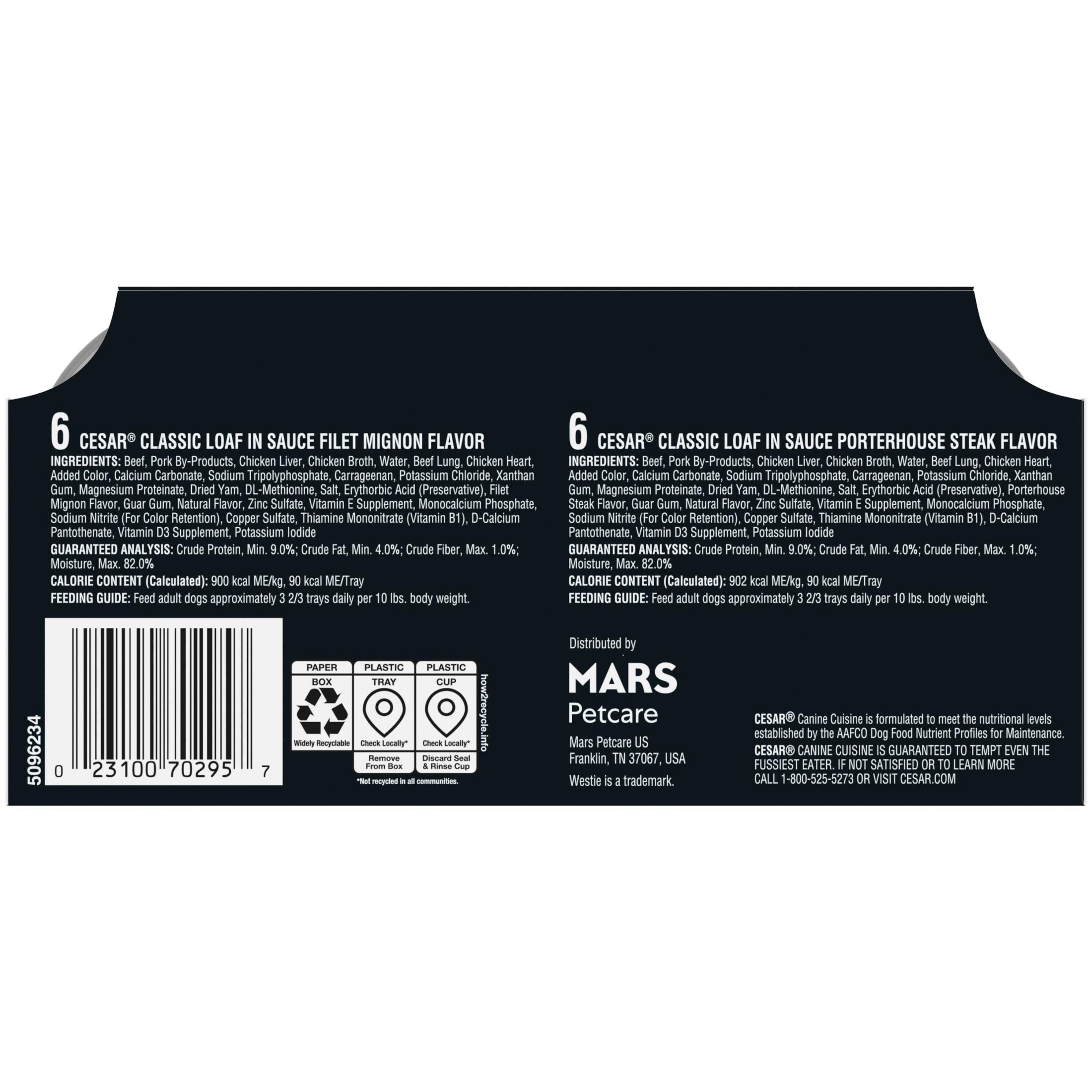 Cesar Loaf in Sauce Beef Flavors Wet Dog Food Variety Pack, 12 Ct photo 2