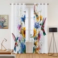 thumbnail image 2 of Kitchen Curtains 84 Inch Length 2 Panels, Hummingbird Grommets Window Treatment Curtain, Spring Farmhouse Oil Painting Sunflowers Thermal Curtains Drapes for Living Room/Bathroom, 2 of 9