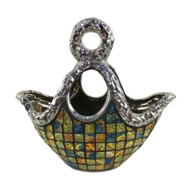 Purse Decorative Ceramic & Glass Flower Vase - 14.5 x 5.5 x 9 in.