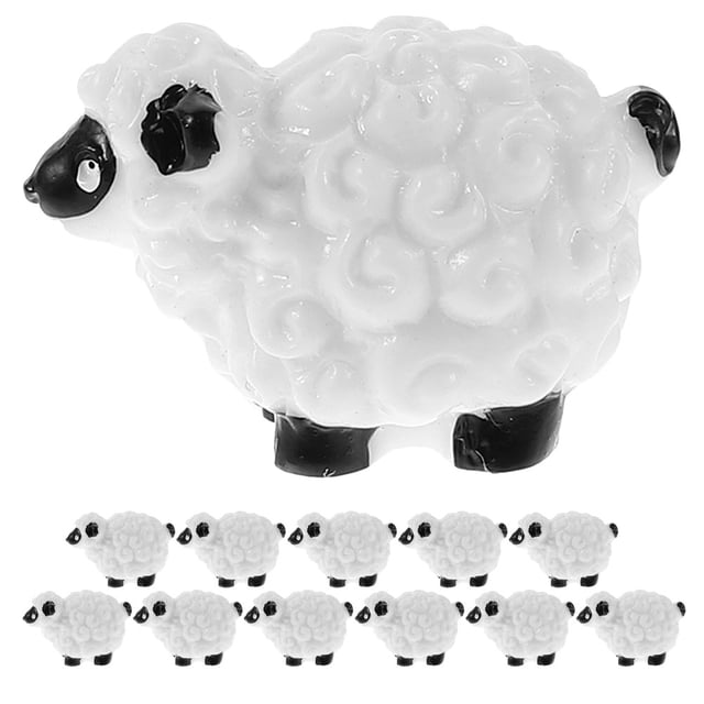 12 minifiguras de ovejas de resina, estatuas de ovejas en miniatura, adornos de animales, minifiguras de ovejas.