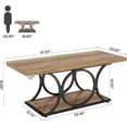 thumbnail image 3 of Finmind Rectangle Rustic Coffee Table, 47.24-inch, 2-Tier Farmhouse Table with Geometric Metal Legs & Storage Shelf (Brown & Black), 3 of 7
