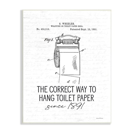 Stupell Industries Vintage Bathroom Diagram Correct Way Hang Toilet Paper, 10 x 15, Design by Lettered and Lined