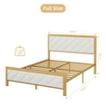 thumbnail image 3 of Homhougo Queen Bed Frame with Velvet Upholstered Headboard Gold Metal Platform Bed Frame with Button Tufted Headboard Mattress Foundation with Heavy Duty Metal Slats,No Box Spring Needed,Gold/White, 3 of 7
