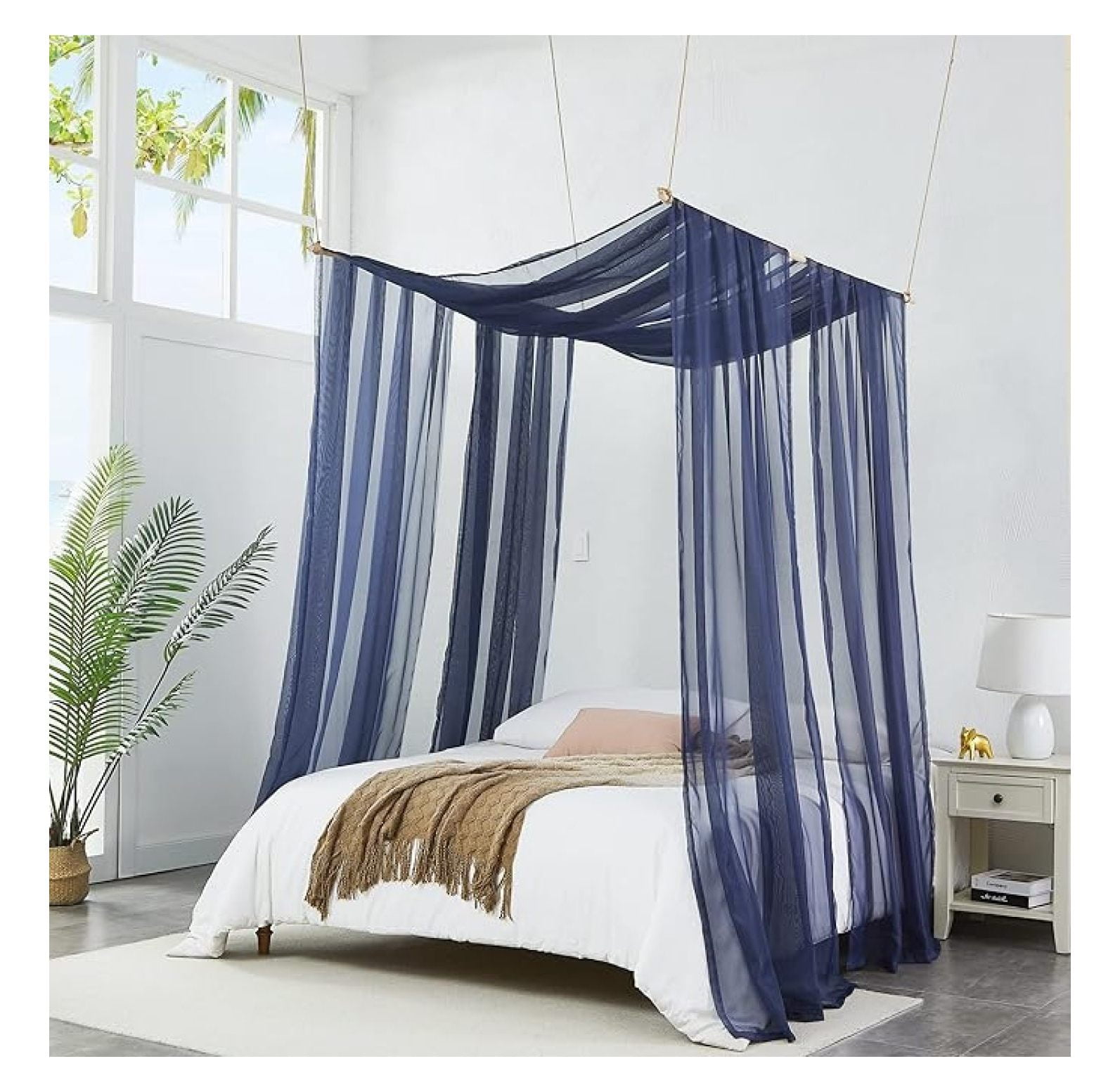 Pink/Black king Four Corner Post Bed Canopy Bed Curtains Sheer Canopy for  Adults Bedroom Decoration Lightproof Windproof Twin - AliExpress, image size:1593x1553