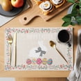 thumbnail image 2 of Placemats Set of 4, Happy Easter Woven Placemat, Linen Place Mats for Kitchen/Dining Tables, Bow Bunny Colorful Eggs Flowers Vines Washable Table Mats for Party, 2 of 8