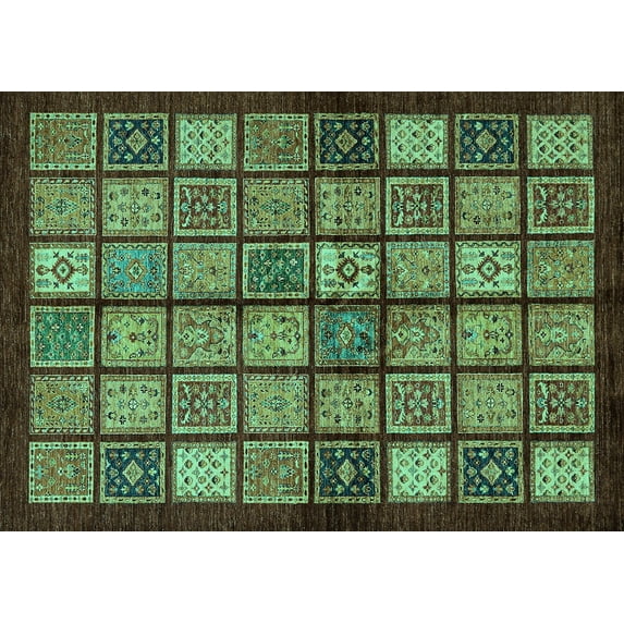 Ahgly Company Indoor Rectangle Abstract Turquoise Blue Modern Area Rugs, 8' x 12'