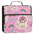thumbnail image 4 of 3 Ring Zipper Binder with Shoulder Strap Waterproof Trapper Keeper 2 Inch D-Ring 500 Sheets Capacity Dog with Bow and Bone, 4 of 8